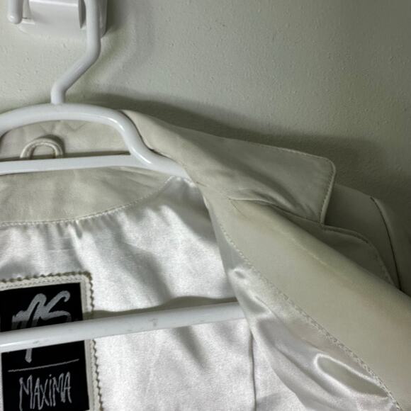 Vintage Maxima Women's Large Blazer Jacket Leather White 3 Button Minimalist 90s - Picture 10 of 11